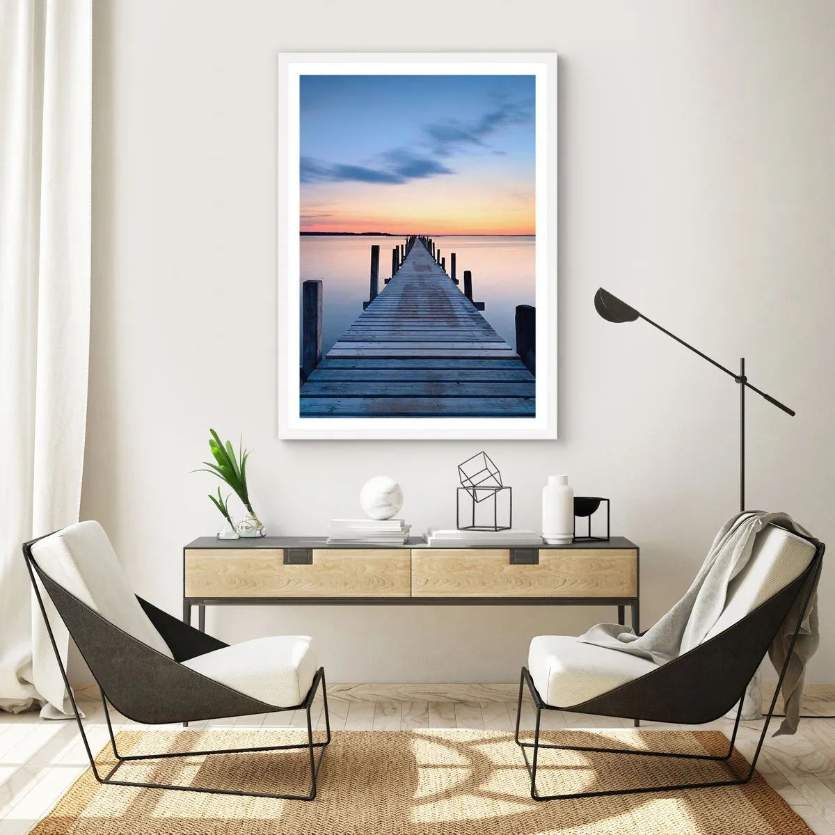 Plagát v bielom ráme - Pokoj príjemného súmraku - 70x100 cm