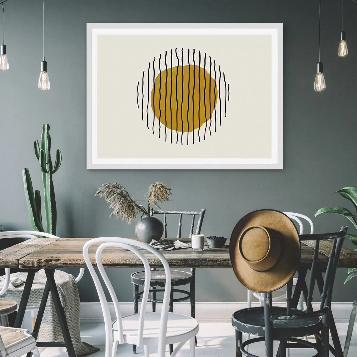 Plagát v bielom ráme - Abstrakcia kmitajúca žiarom - 91x61 cm