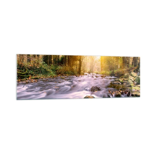 Obraz na skle - Malachit v strieborno-zlatej podobe - 160x50 cm
