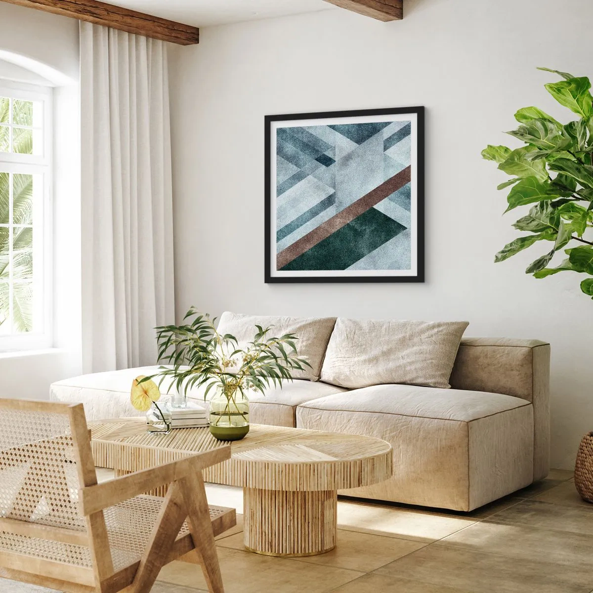 Plagát v čiernom ráme - Sofistikovaná elegancia geometrie - 30x30 cm