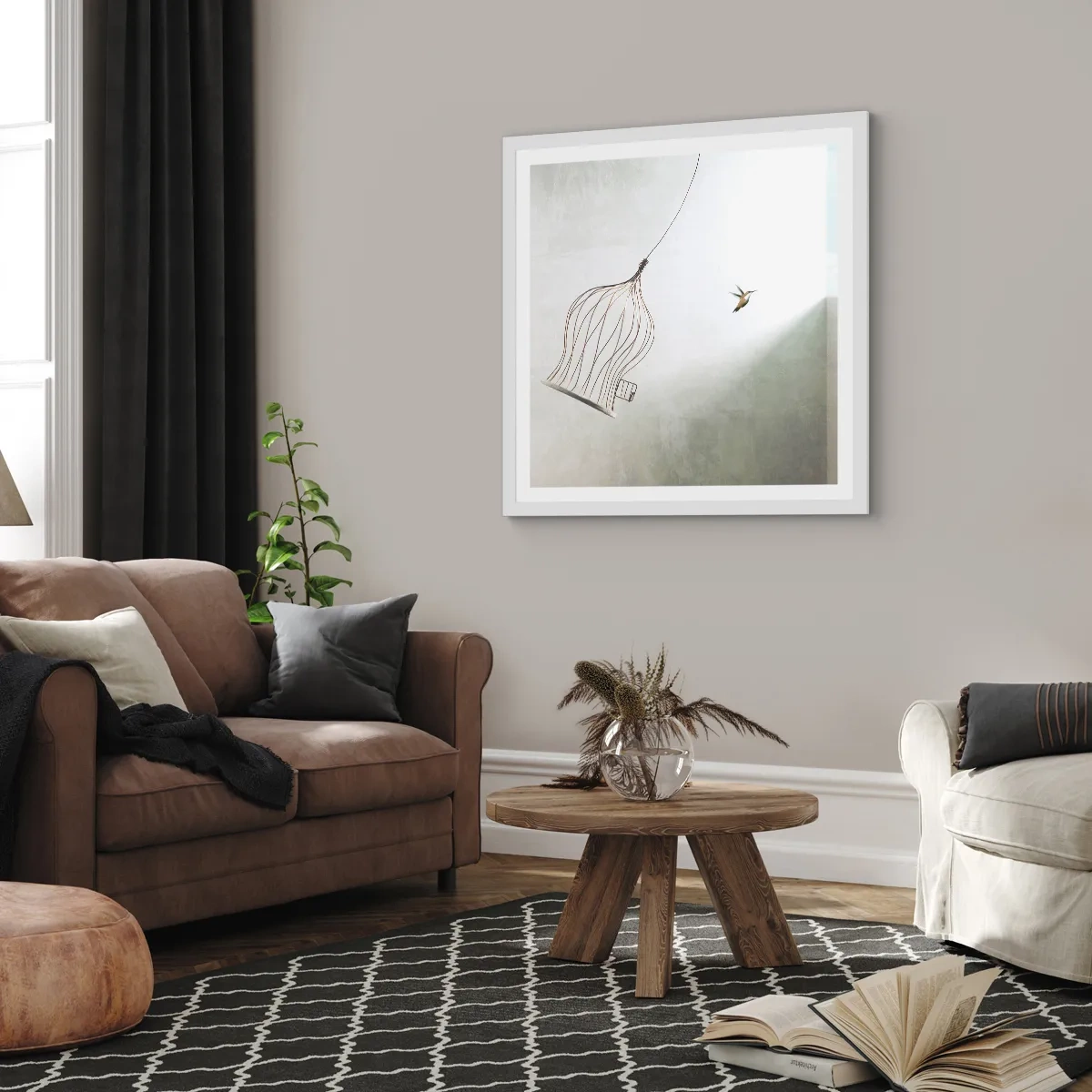 Plagát v bielom ráme - Vo svojom živle - 50x50 cm