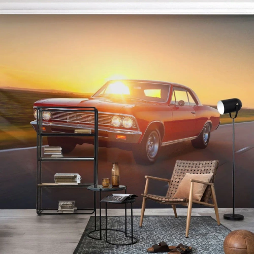 Fototapeta Premium Canvas - Túžba má červenú farbu - Auto, Výlet, Vintage - 500x350 cm