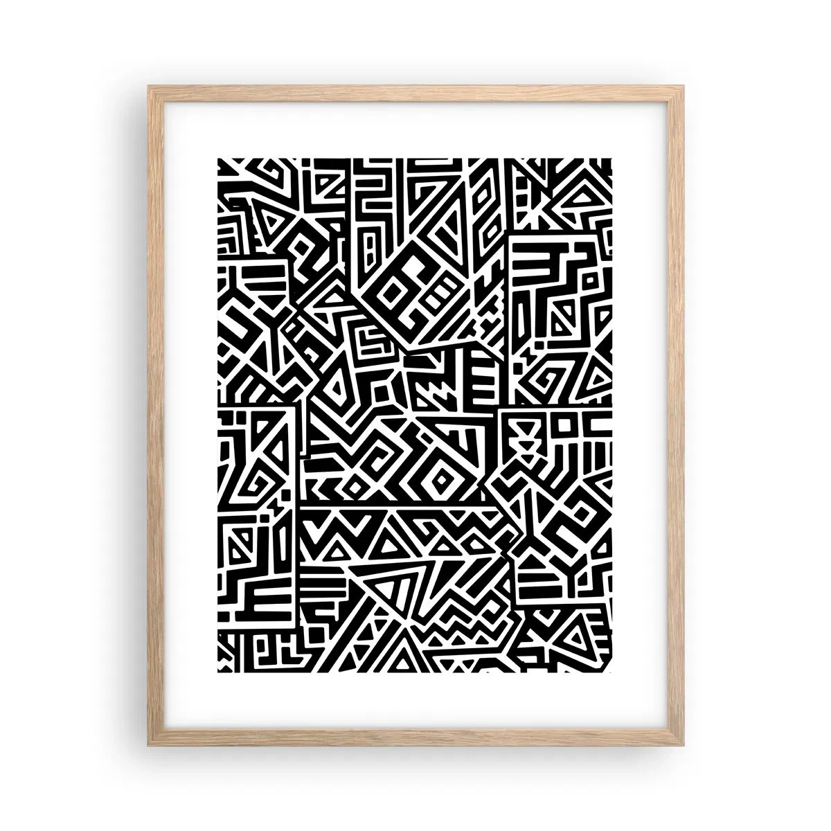 Plagát v ráme zo svetlého duba - Predkolumbovská kompozícia - 40x50 cm