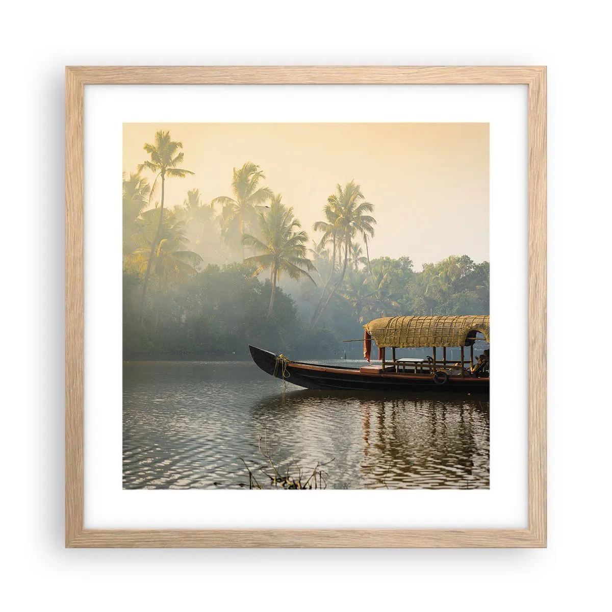 Plagát v ráme zo svetlého duba - Dom na rieke - 40x40 cm