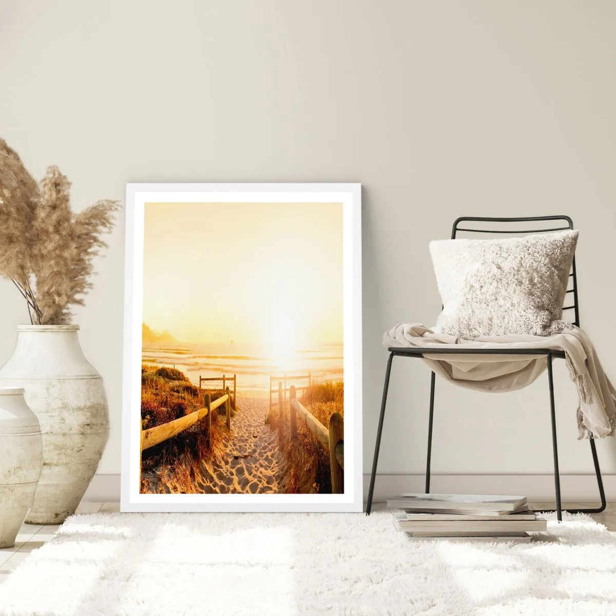 Plagát v bielom ráme - Dunami smerom k slnku - 30x40 cm