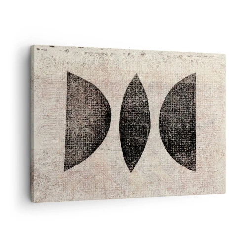 Obraz na plátne - Etnické tvary v tmavých tónoch na svetlom pozadí - 70x50cm - Etnická abstrakcia - Moderná nástenná dekorácia do obývacej izby a spálne ARTTOR