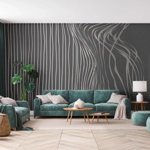 Fototapeta Standard Eco - Abstraktná silueta ženy s vlnitými čiarami - 100x70cm - Rytmus a prízvuk - Moderná nástenná dekorácia do obývacej izby a spálne ARTTOR