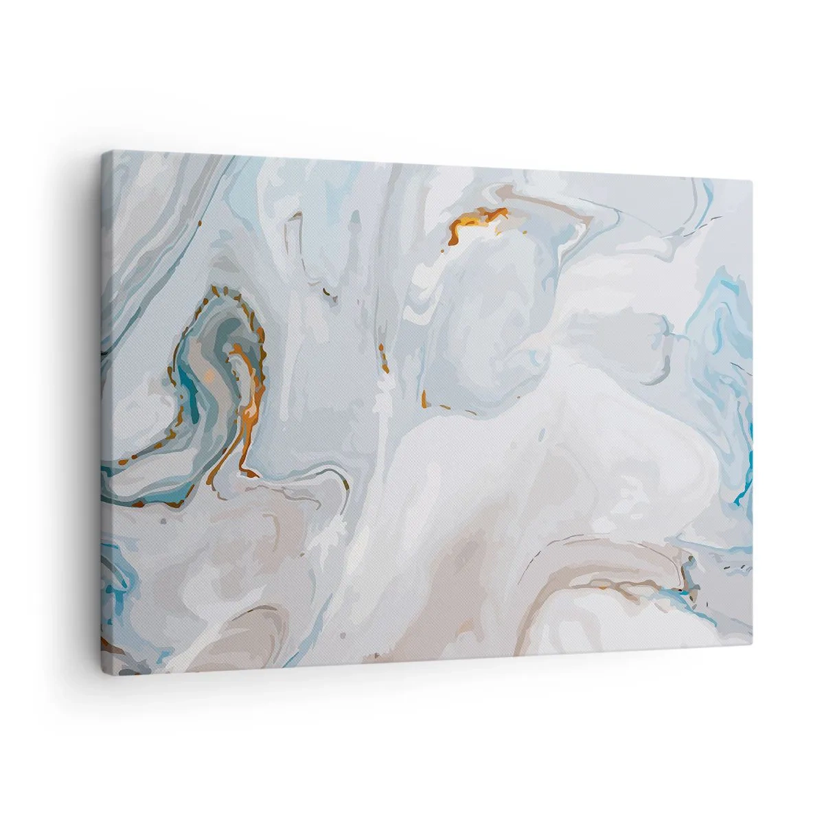 Obraz na plátne - Abstraktné vlny v odtieňoch modrej a bielej - 70x50cm - Povznesená biela - Moderná nástenná dekorácia do obývacej izby a spálne ARTTOR