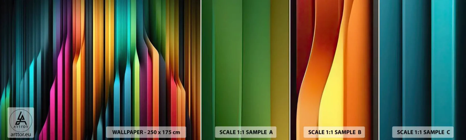 Vzorka Fototapeta Standard Eco - Svetelný organ - Farebné, Čiary, Abstrakcia - 100x30 cm