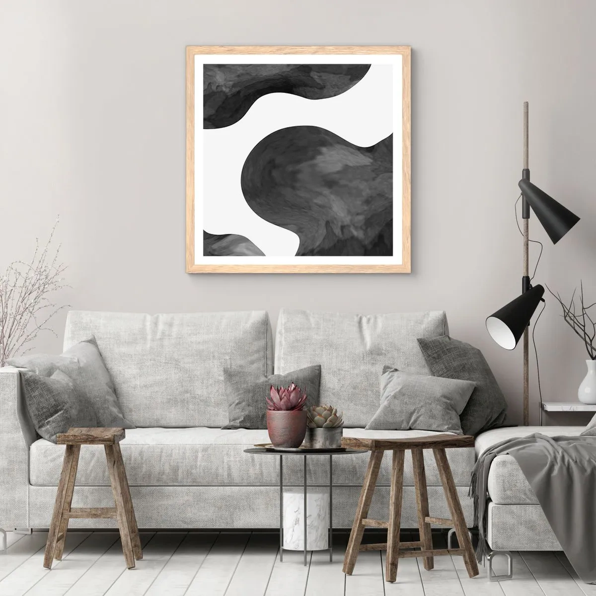 Plagát v ráme zo svetlého duba - Mliečna dráha - 30x30 cm