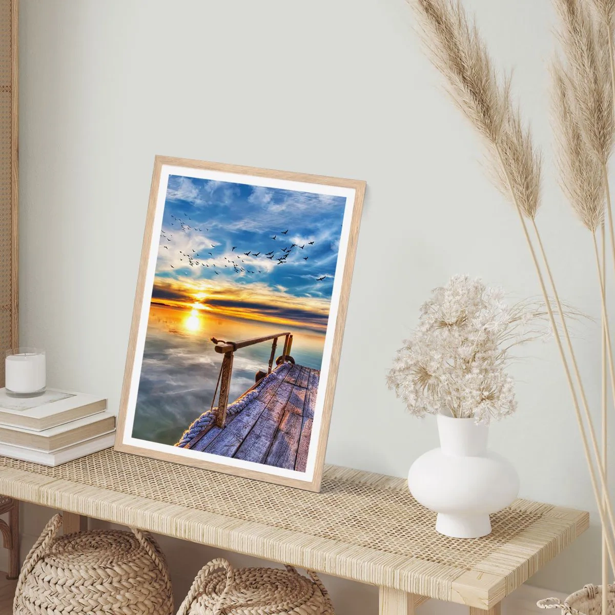 Plagát v ráme zo svetlého duba - Vietor ide odpočívať - 50x70 cm