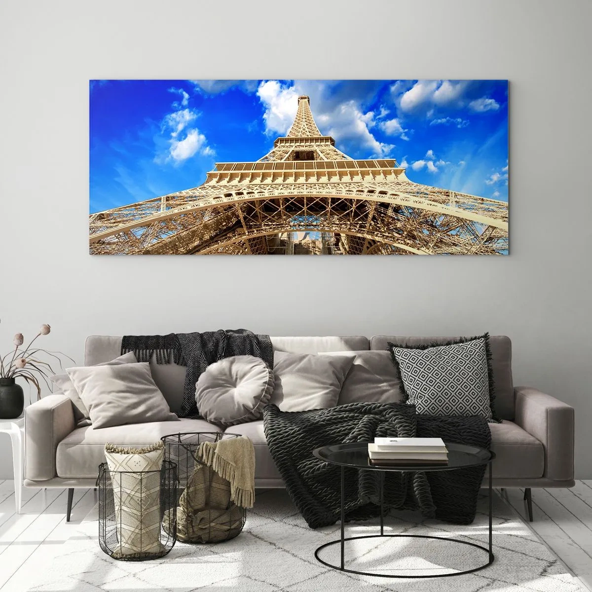 Obraz na skle - Dosiahnuť na oblohu a mraky - 100x40 cm