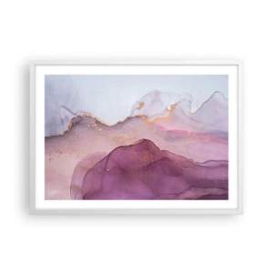 Plagát v bielom ráme - Fialové a ľalové vlny - 70x50 cm