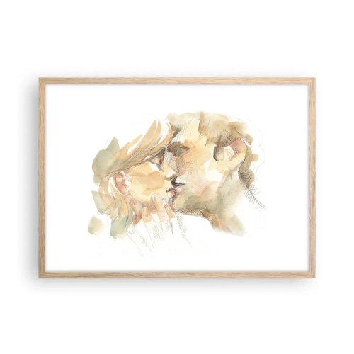 Plagát v ráme zo svetlého duba - Nájdená polovica? - 70x50 cm