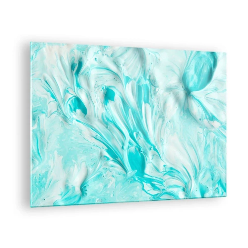 Obraz na skle - Abstraktné modrobiele vzory pripomínajúce vlnový pohyb - 70x50cm - Navždy spolu - Moderná nástenná dekorácia do obývacej izby a spálne ARTTOR