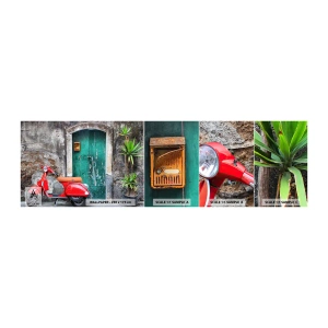 Vzorka samolepiacej fototapety Deluxe Sticker - Talianske prázdniny - Automobilový priemysel, Kolobežka, Taliansko - 100x30 cm