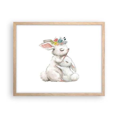 Plagát v ráme zo svetlého duba - Najlepšie je u mamy - 50x40 cm