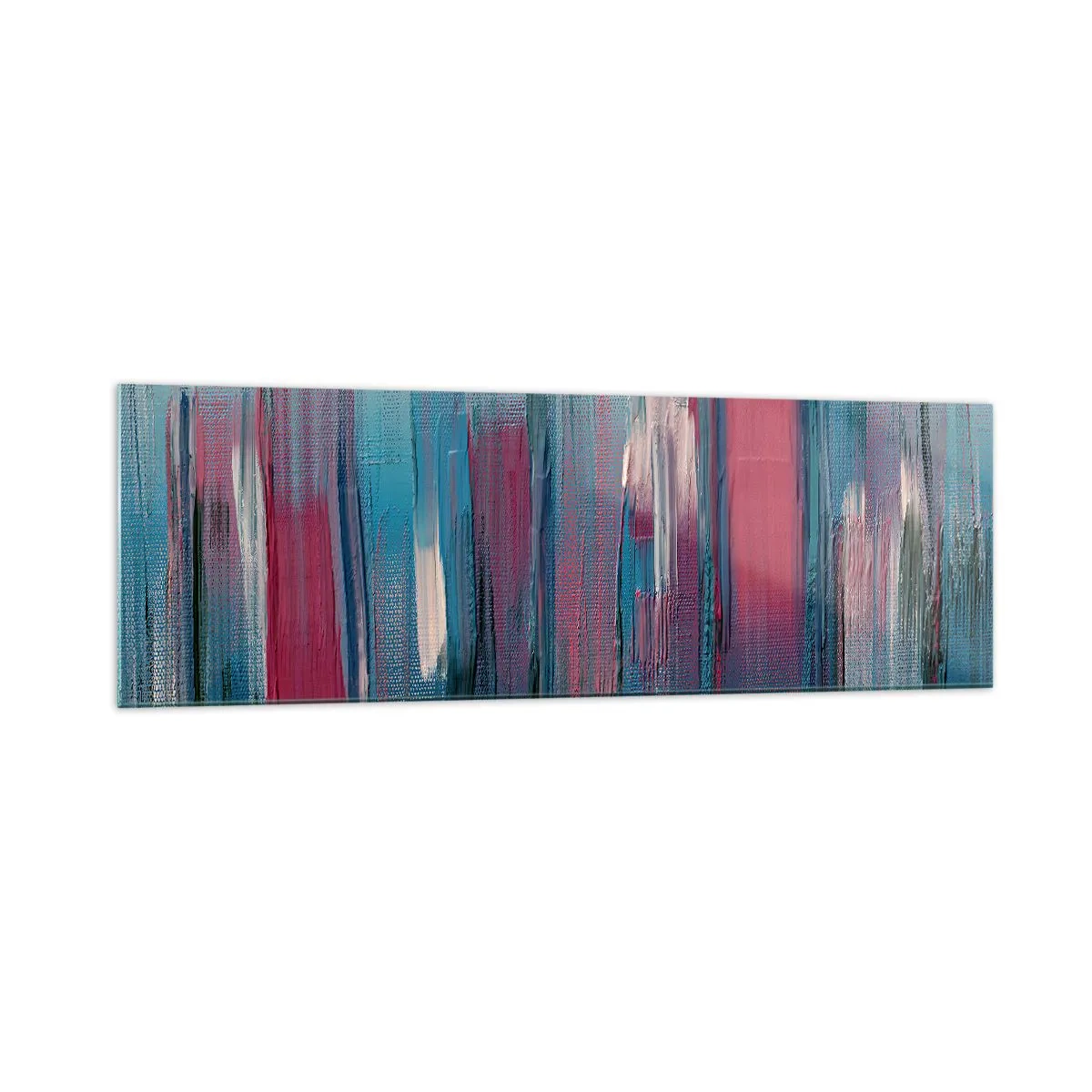 Obraz na skle - Vertikálna kompozícia v modrej a červenej - 160x50 cm