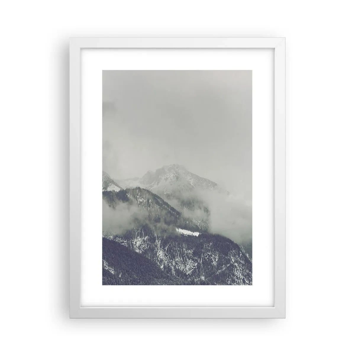 Plagát v bielom ráme - Zahmlené údolie - 30x40 cm