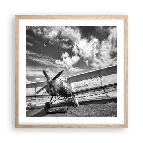 Plagát v ráme zo svetlého duba - Nemôžem sa toho dočkať! - 50x50 cm