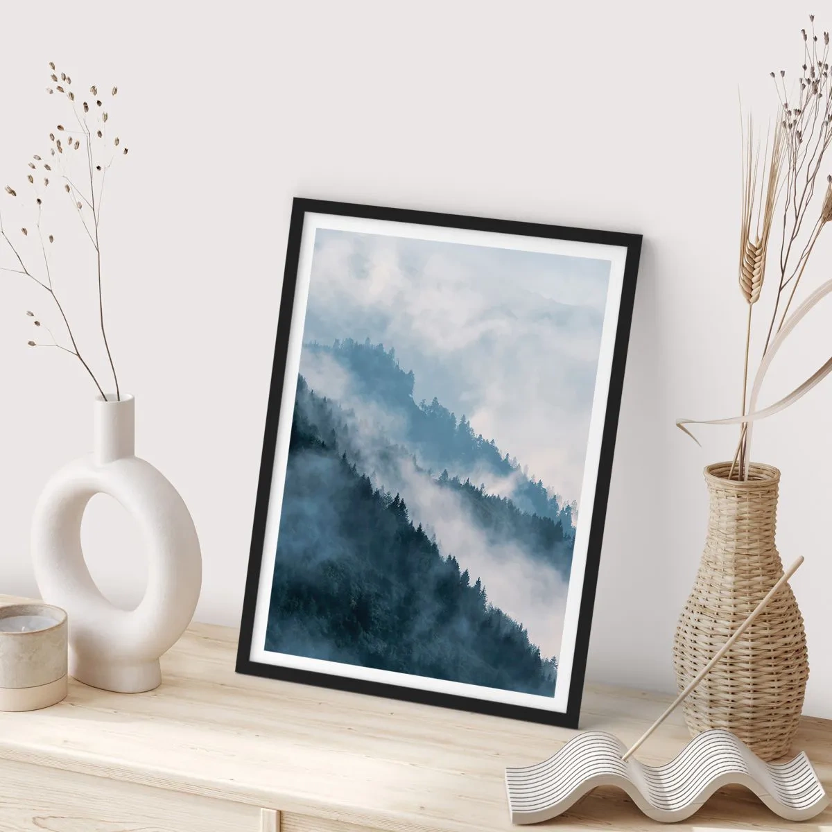 Plagát v čiernom ráme - Horská mystika - 40x50 cm