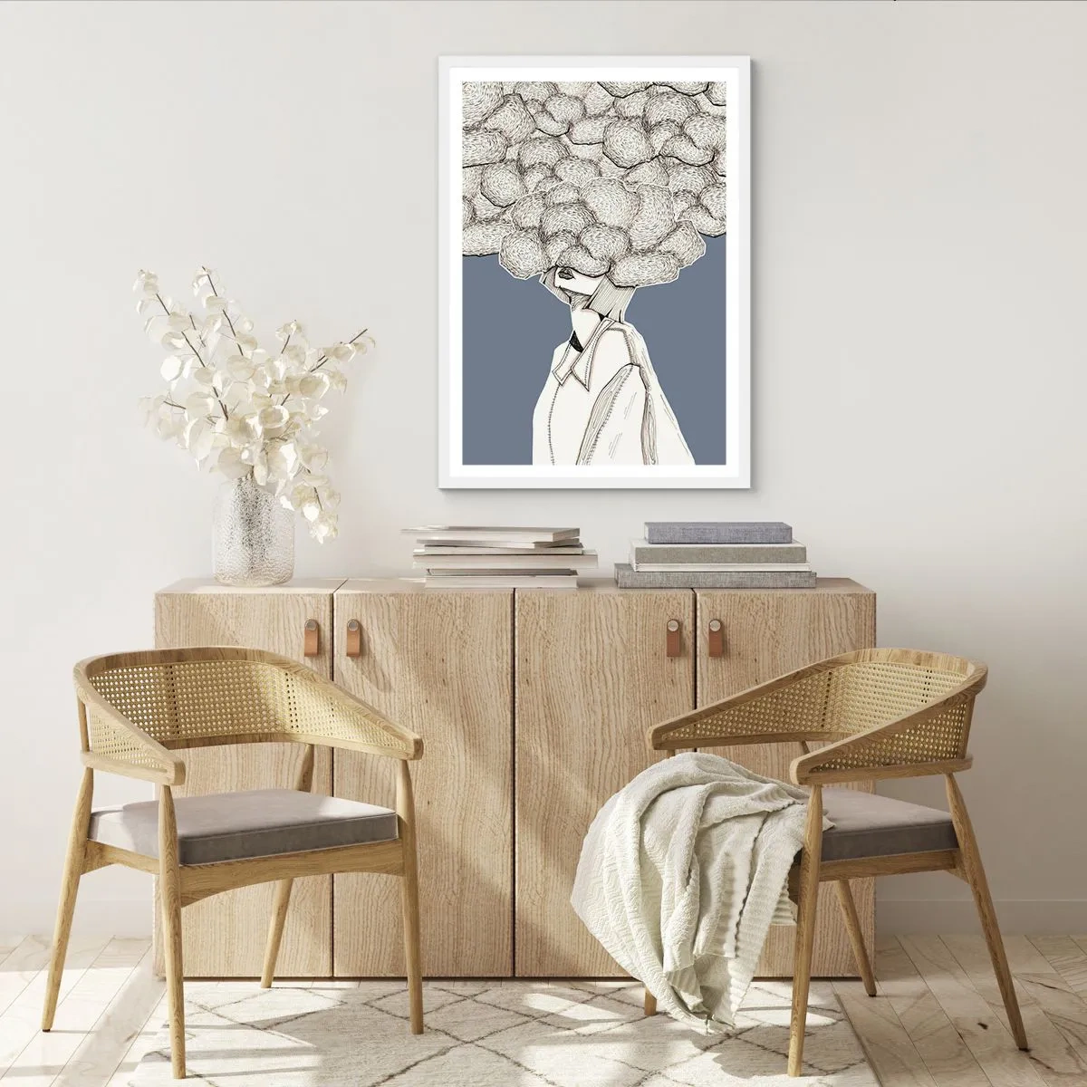Plagát v bielom ráme - S hlavou v oblakoch - 40x50 cm
