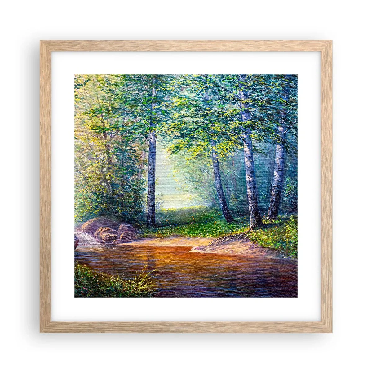 Plagát v ráme zo svetlého duba - Idylické prostredie - 40x40 cm