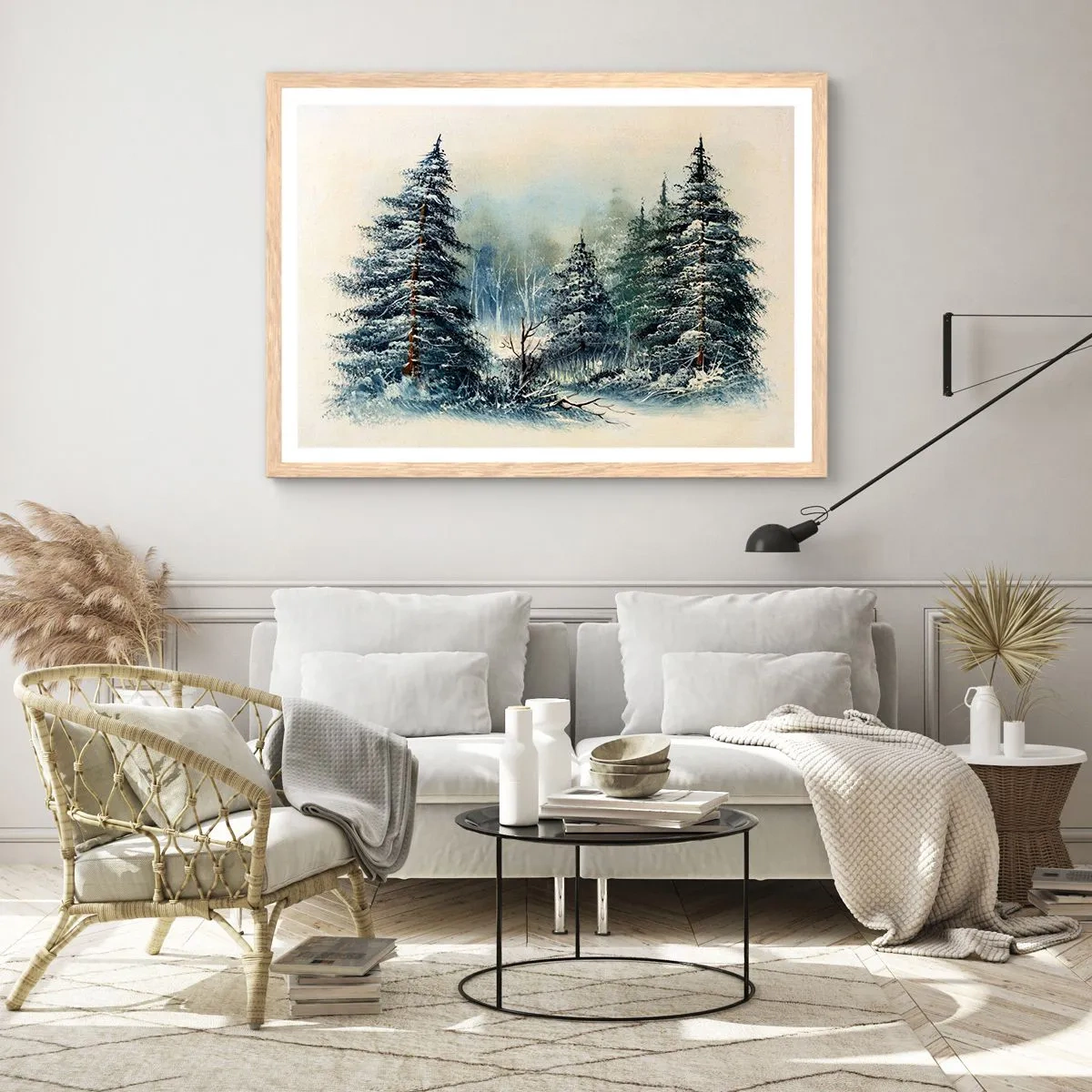 Plagát v ráme zo svetlého duba - Pripravenie na Vianoce - 91x61 cm