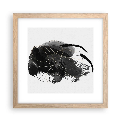 Plagát v ráme zo svetlého duba - Upletené z čiernej - 30x30 cm