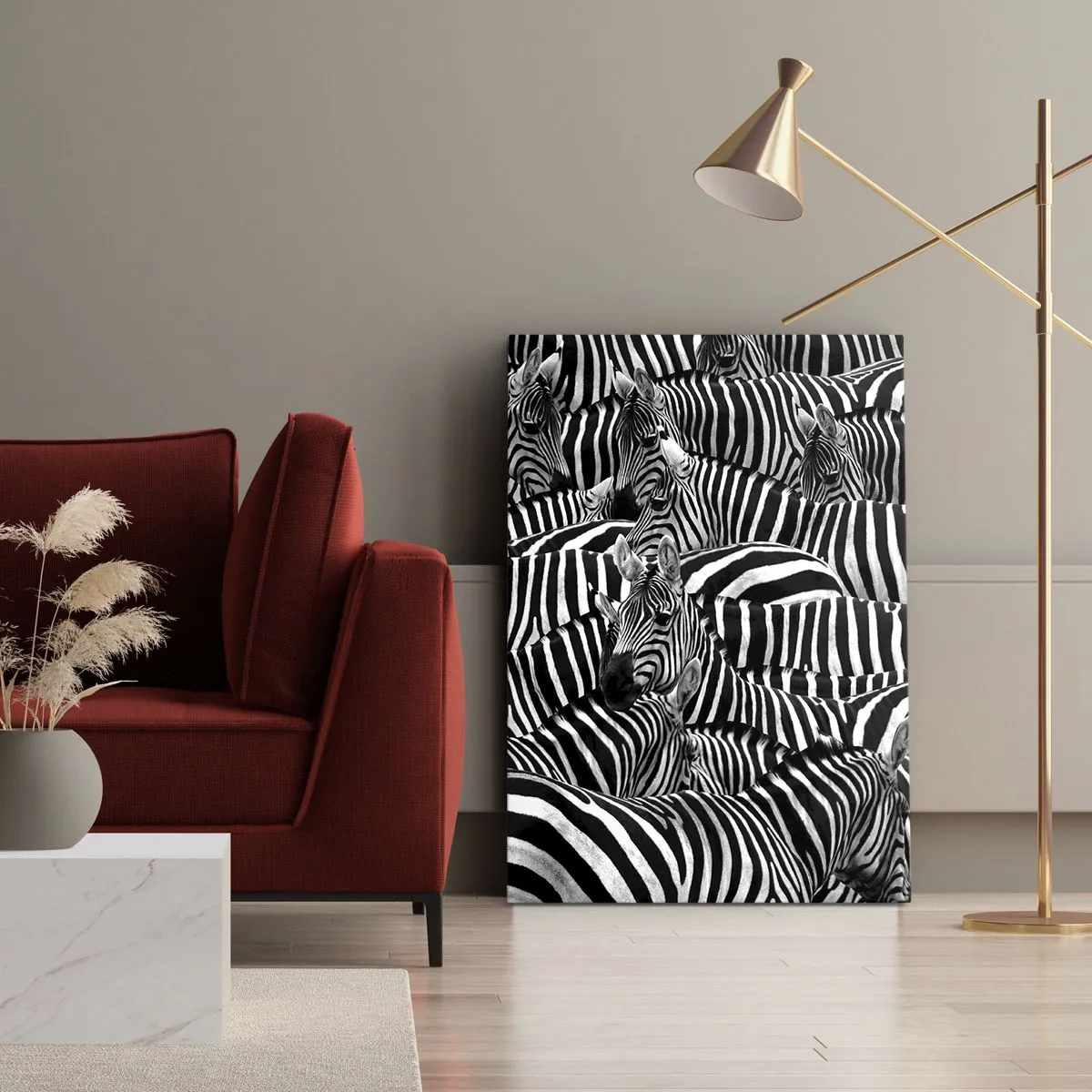 Obraz na plátne - Skupinový portrét s pruhmi - 50x70 cm