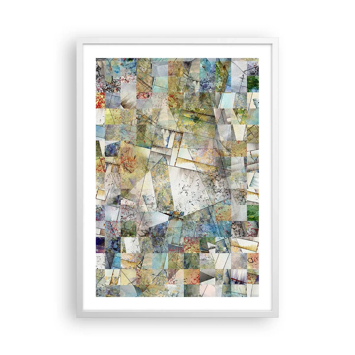 Plagát v bielom ráme - Geometrické preskupenie - 50x70 cm