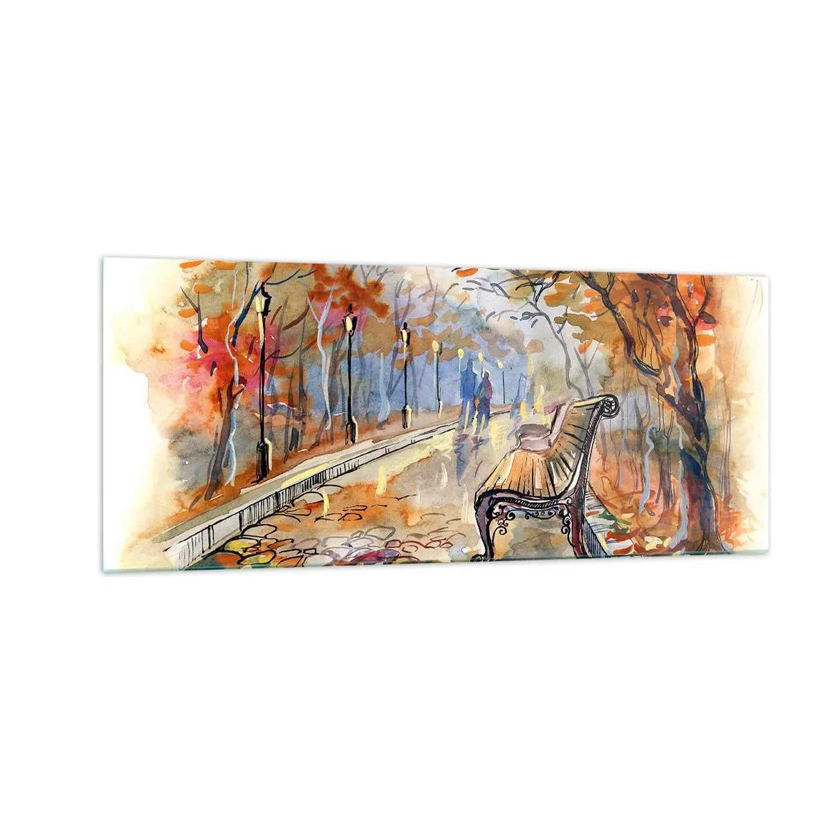 Obraz na skle - Spoločne putovať jeseňou - 100x40 cm
