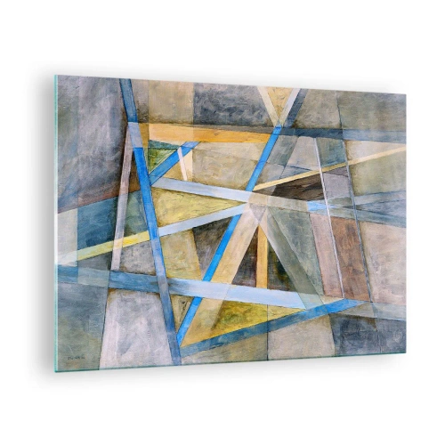 Obraz na skle - Abstraktná kompozícia s geometrickými tvarmi - 70x50cm - Priamo alebo diagonálne? - Moderná nástenná dekorácia do obývacej izby a spálne ARTTOR