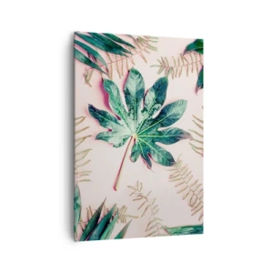 Obraz na plátne - Štúdia zelenej na ružovom pozadí - 70x100 cm