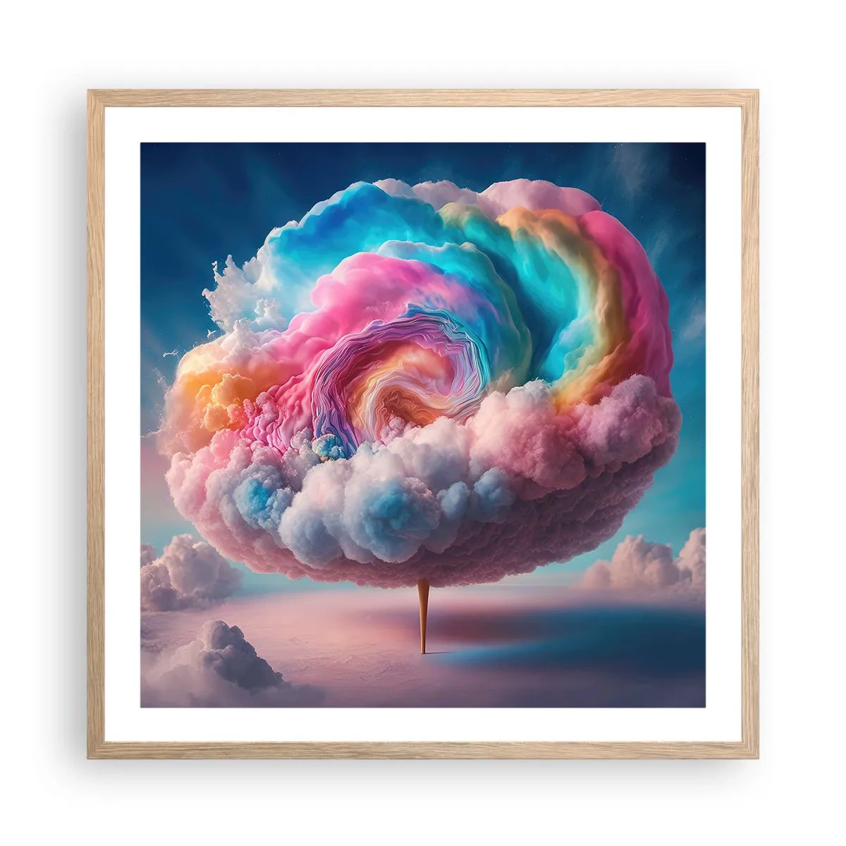 Plagát v ráme zo svetlého duba - Sen o zábavnom parku - 60x60 cm