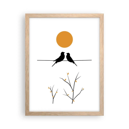 Plagát v ráme zo svetlého duba - Slávičí večer - 30x40 cm