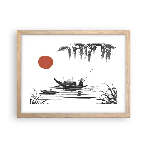 Plagát v ráme zo svetlého duba - Ázijské popoludnie - 40x30 cm