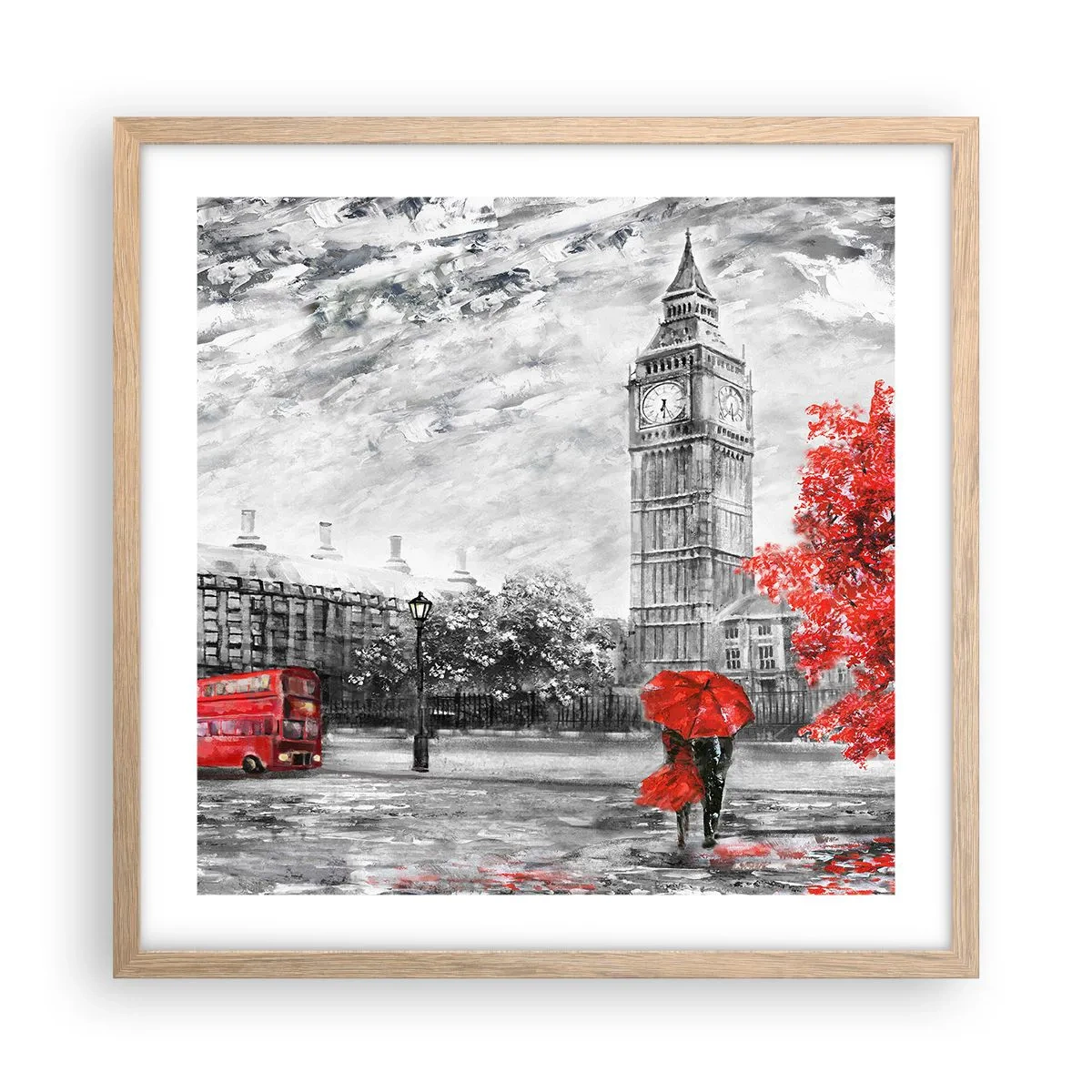 Plagát v ráme zo svetlého duba - Vzrušujúci deň - 50x50 cm