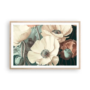 Plagát v ráme zo svetlého duba - Šepot makov - 91x61 cm
