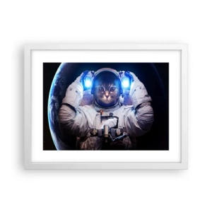 Plagát v bielom ráme - Houston, máte problém - 40x30 cm