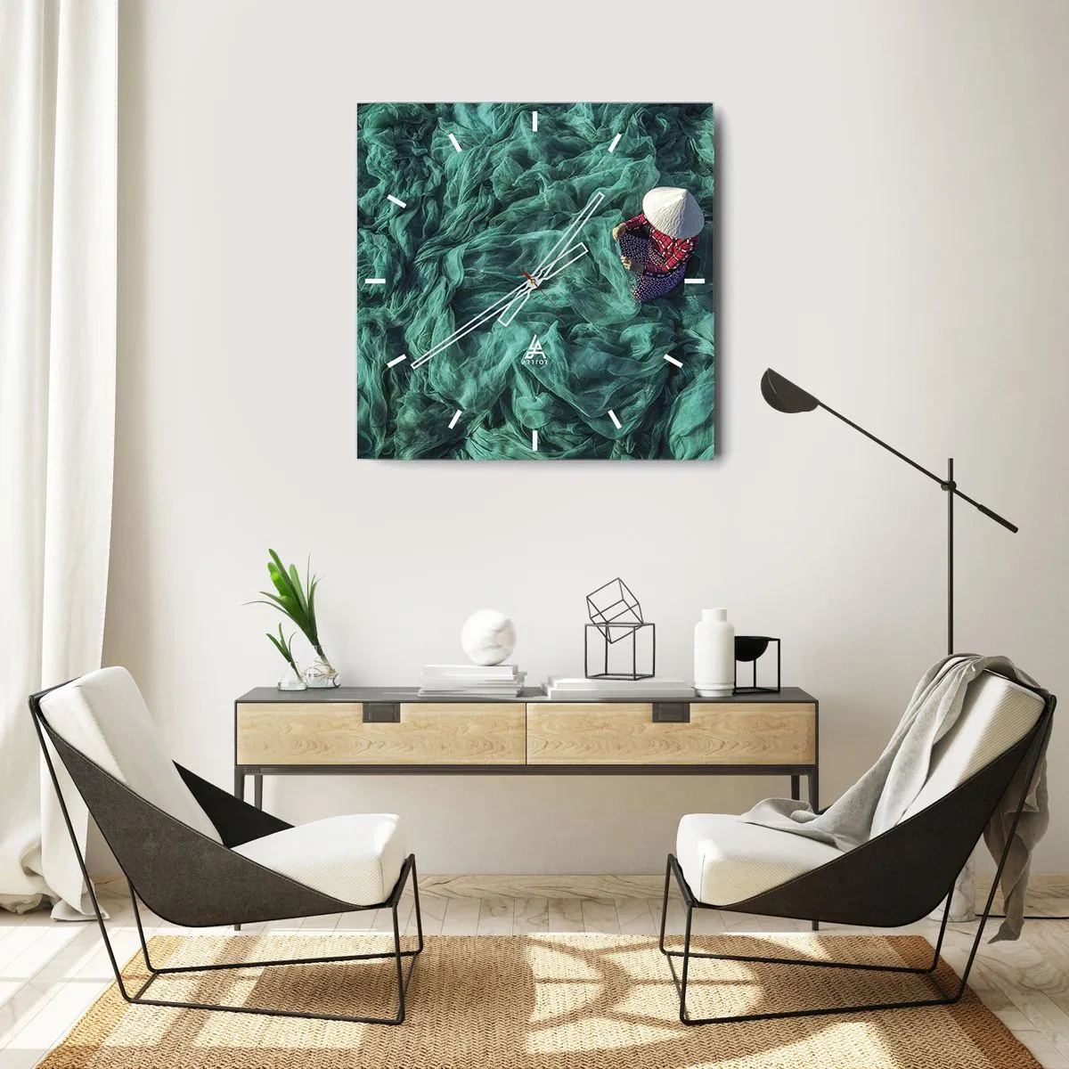 Nástenné hodiny - V mori sietí - 40x40 cm