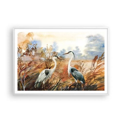 Plagát v bielom ráme - Kam na jeseň? - 100x70 cm