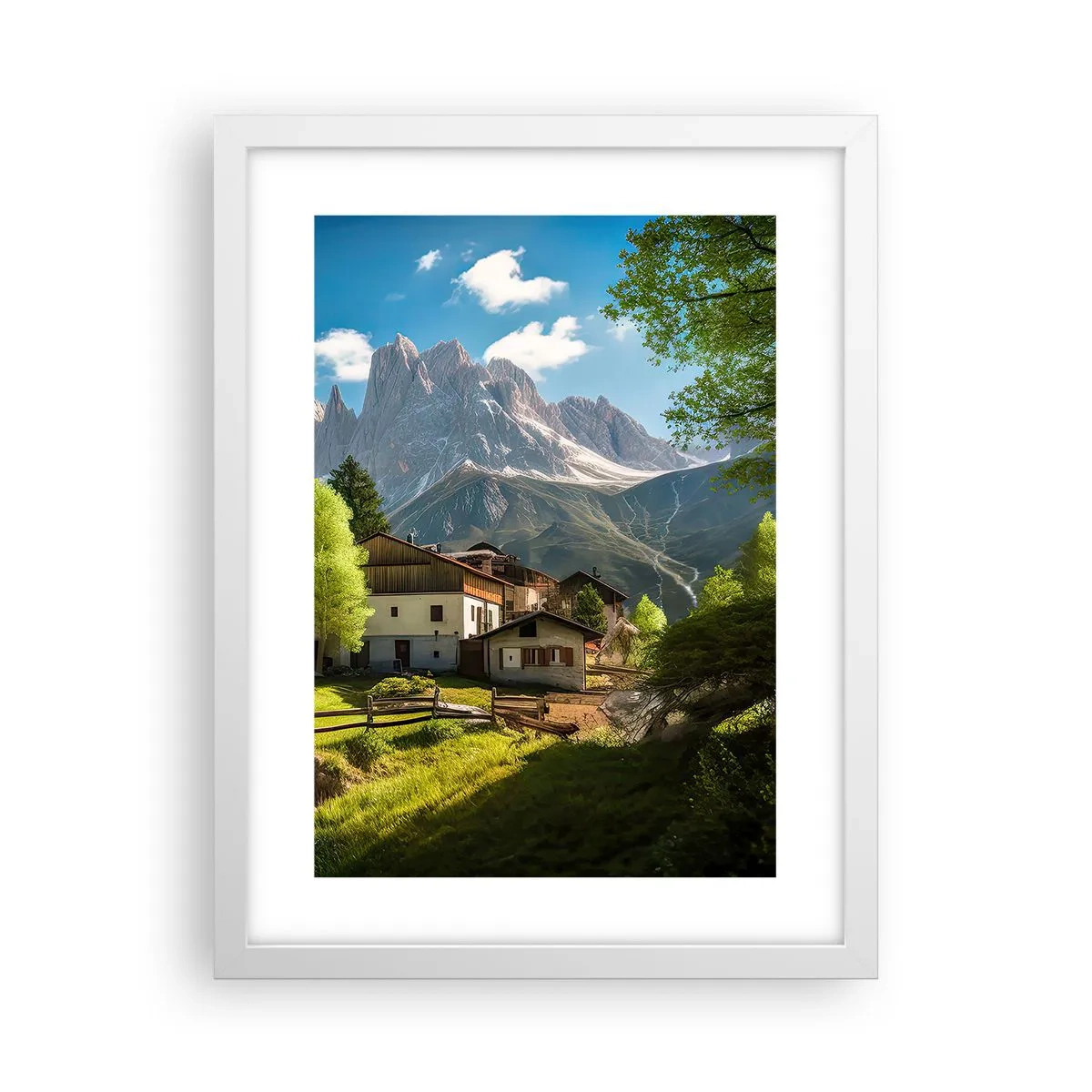Plagát v bielom ráme - Alpská idyla - 30x40 cm
