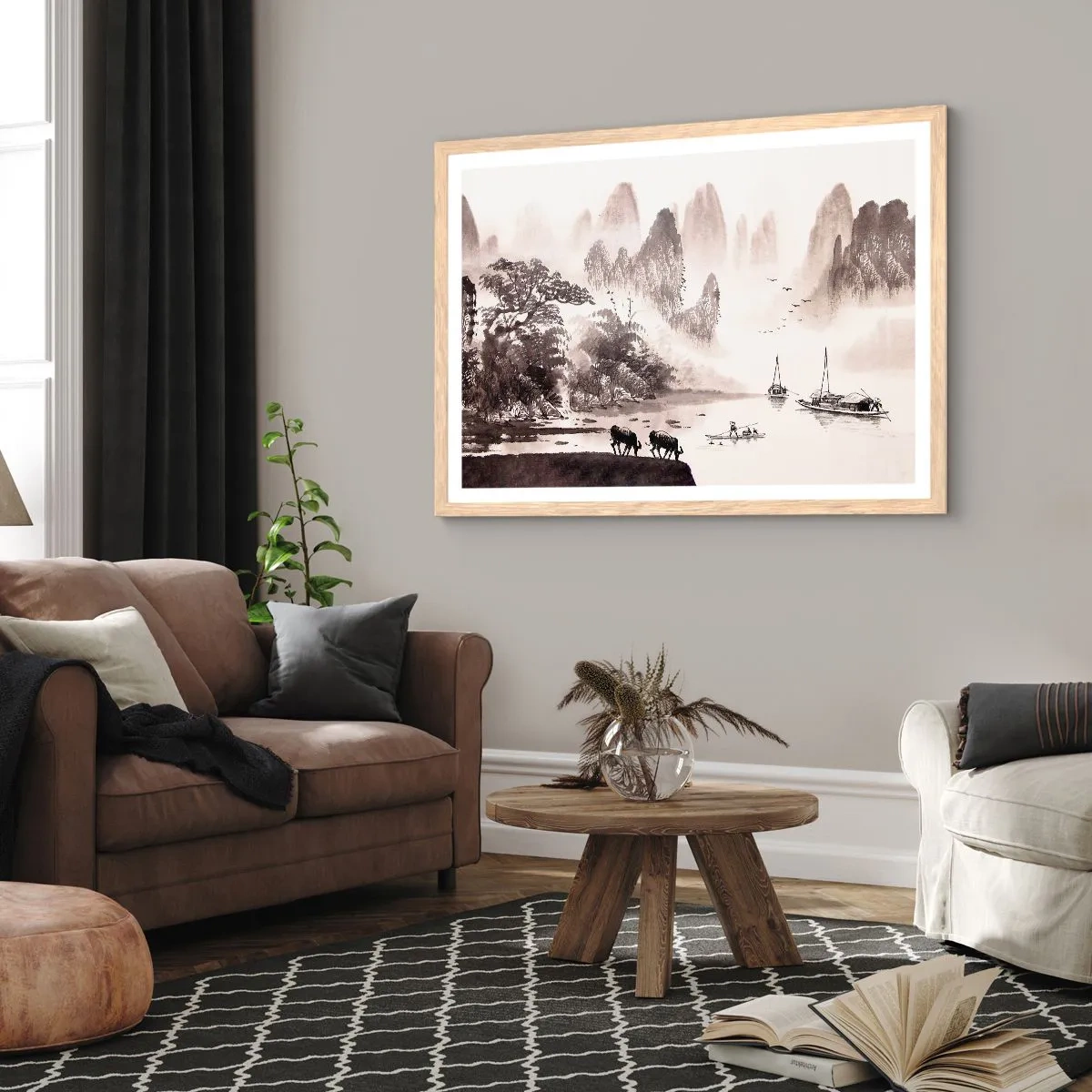 Plagát v ráme zo svetlého duba - Exotická všednosť Východu - 50x40 cm