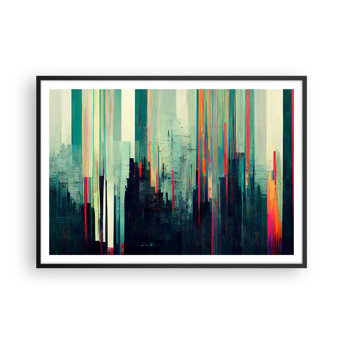 Plagát v čiernom ráme - Futuristické mesto - 100x70 cm