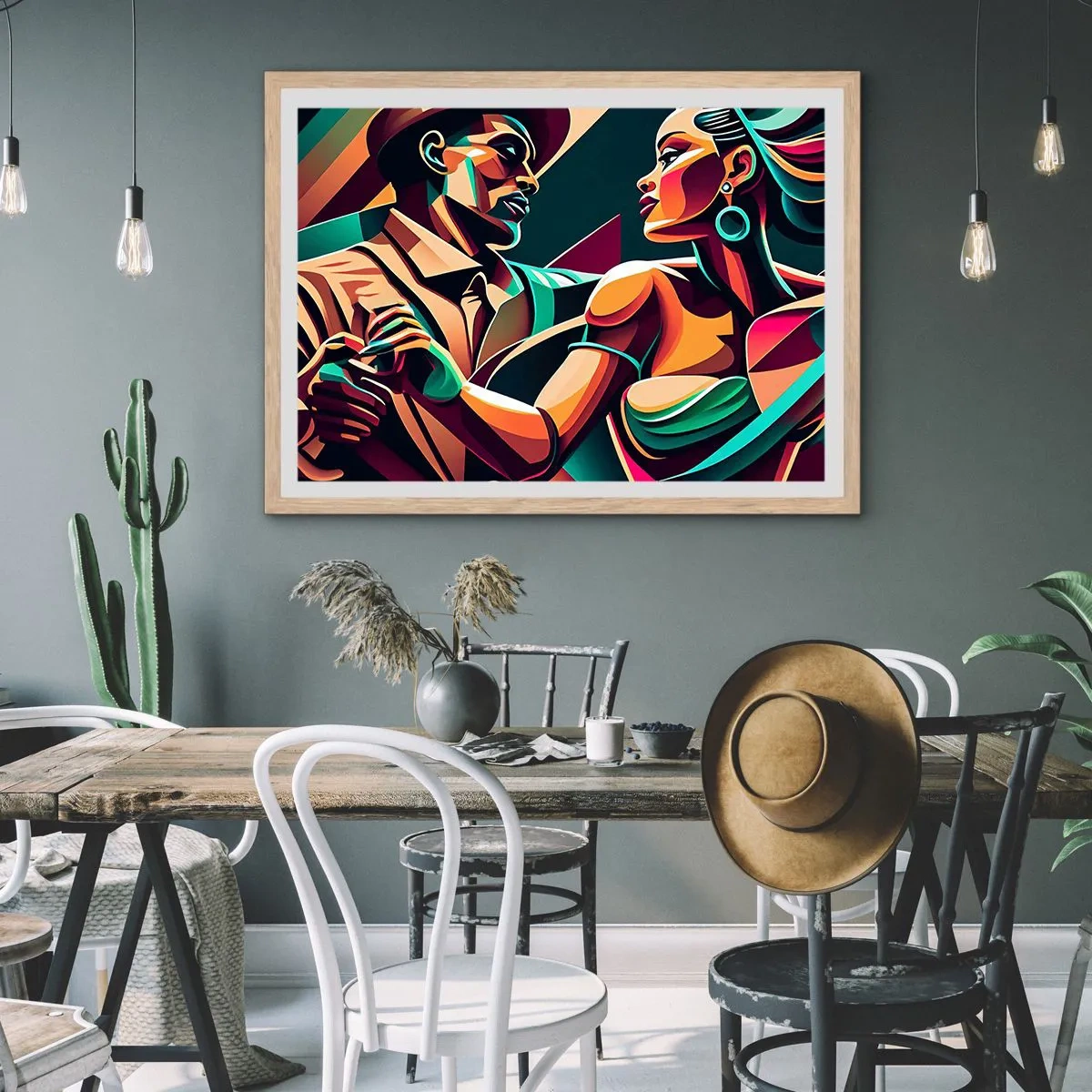 Plagát v ráme zo svetlého duba - V rytme srdca - 50x40 cm