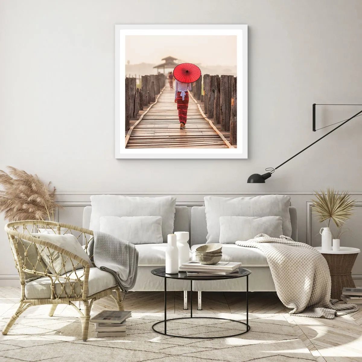 Plagát v bielom ráme - Na starom moste - 60x60 cm