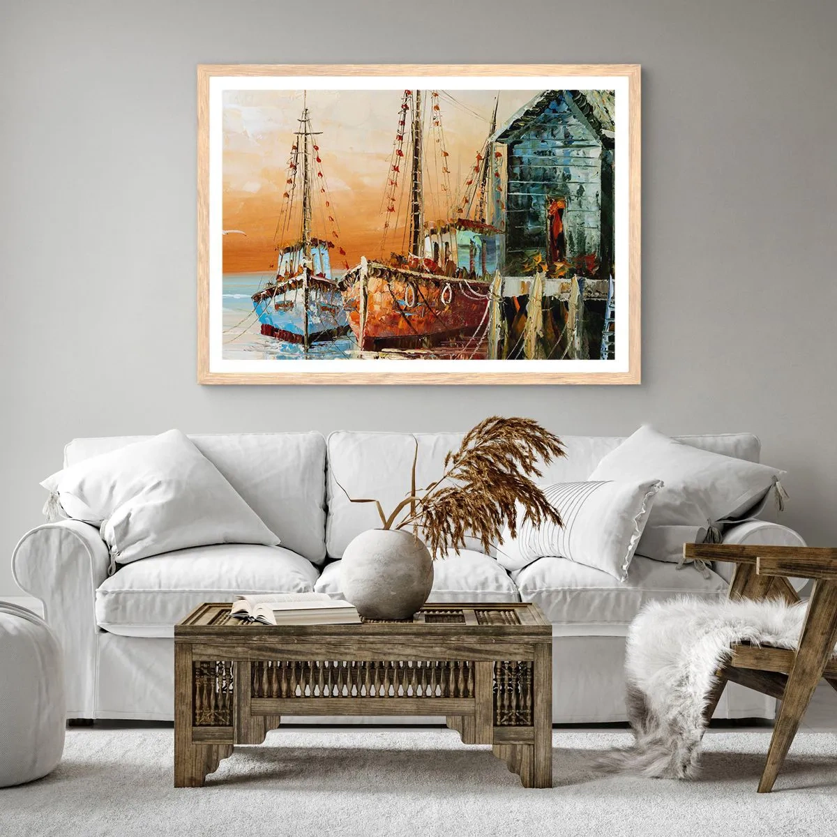 Plagát v ráme zo svetlého duba - Pokojný návrat - 100x70 cm