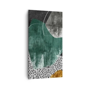 Obraz na plátne - Farebná abstrakcia so zlatou vločkou - 55x100 cm