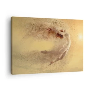 Obraz na plátne - Postava v dynamickom pohybe s efektom rozpadu - 70x50cm - V tanečnom vytržení - Moderná nástenná dekorácia do obývacej izby a spálne ARTTOR